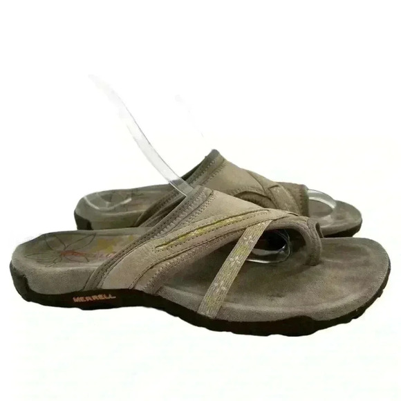 Merrell silver lining womens sandals 6 37 beige yellow suede walking outdoors - Picture 13 of 13